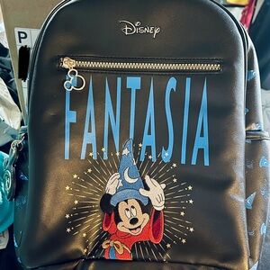 Primark Disney Fantasia Black Collectinle Backpack & Wallet Sorcerer Mickey NWT